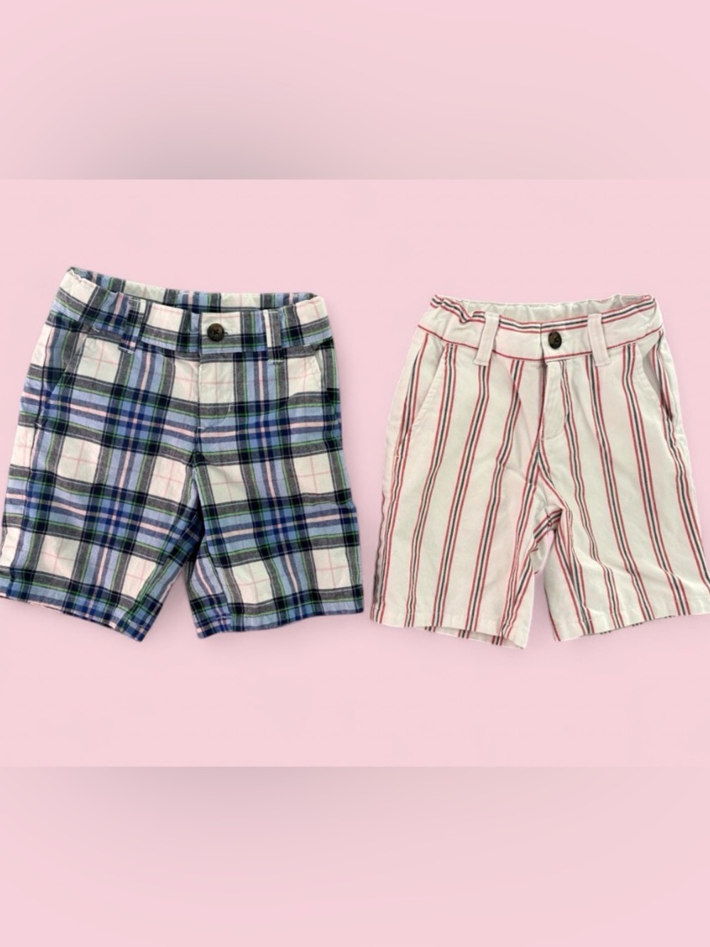 Janie and Jack Boys Shorts Lot Size 3 Plaid & Striped Set of 2